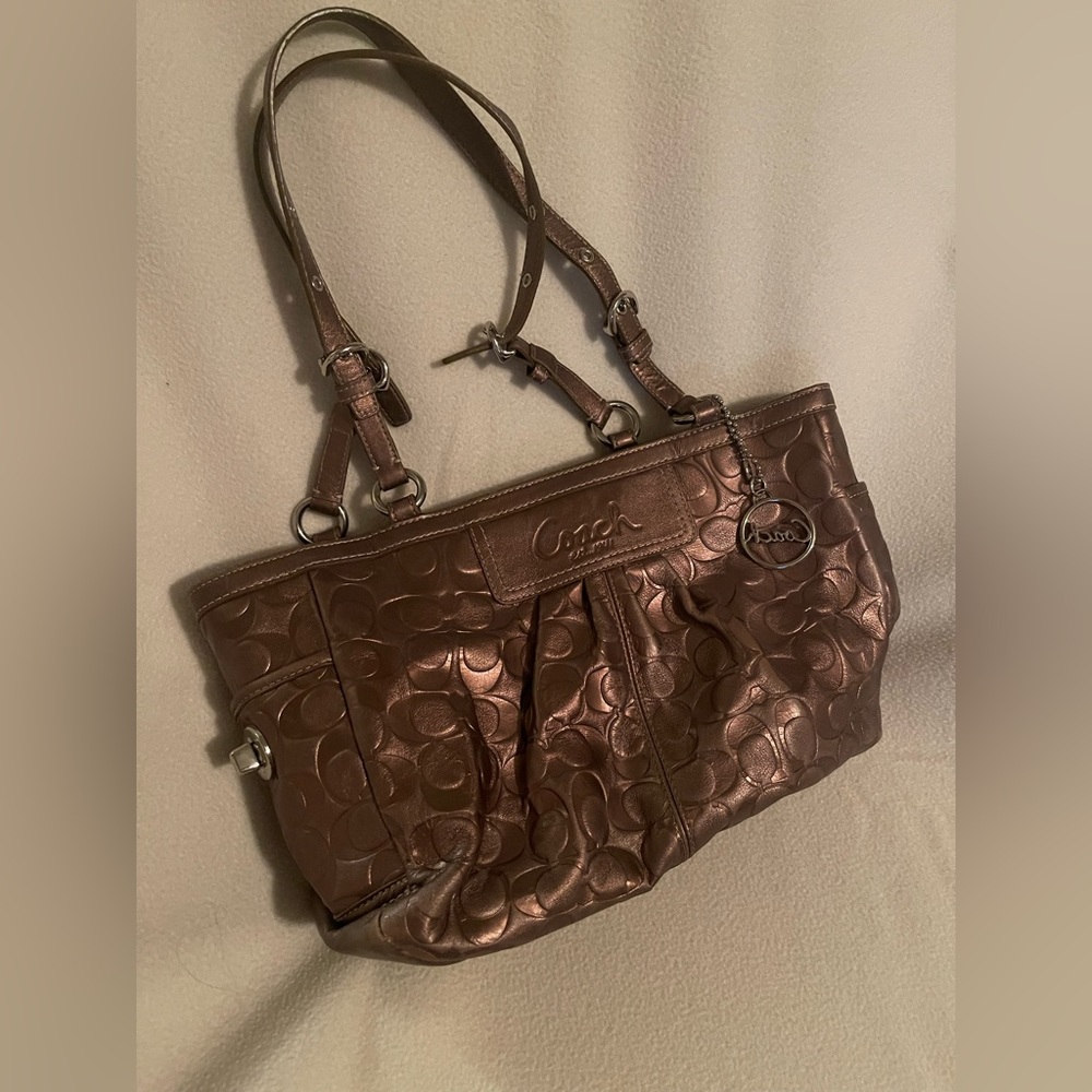 Coach Metallic Bronze Shoulder Bag Hobo Tote